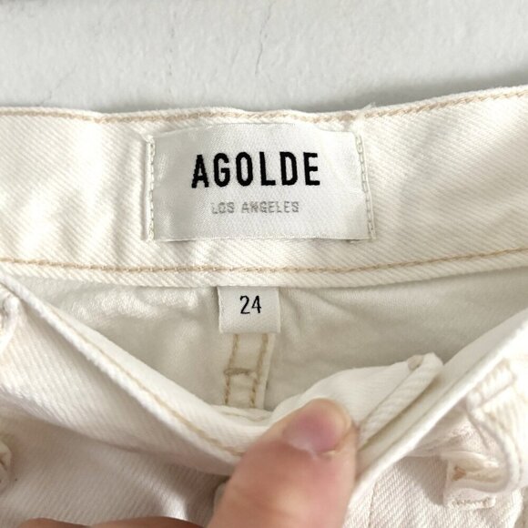 AGOLDE White Riley Distressed Jeans High Rise Cropped  Women’s Size 24 - Picture 5 of 9